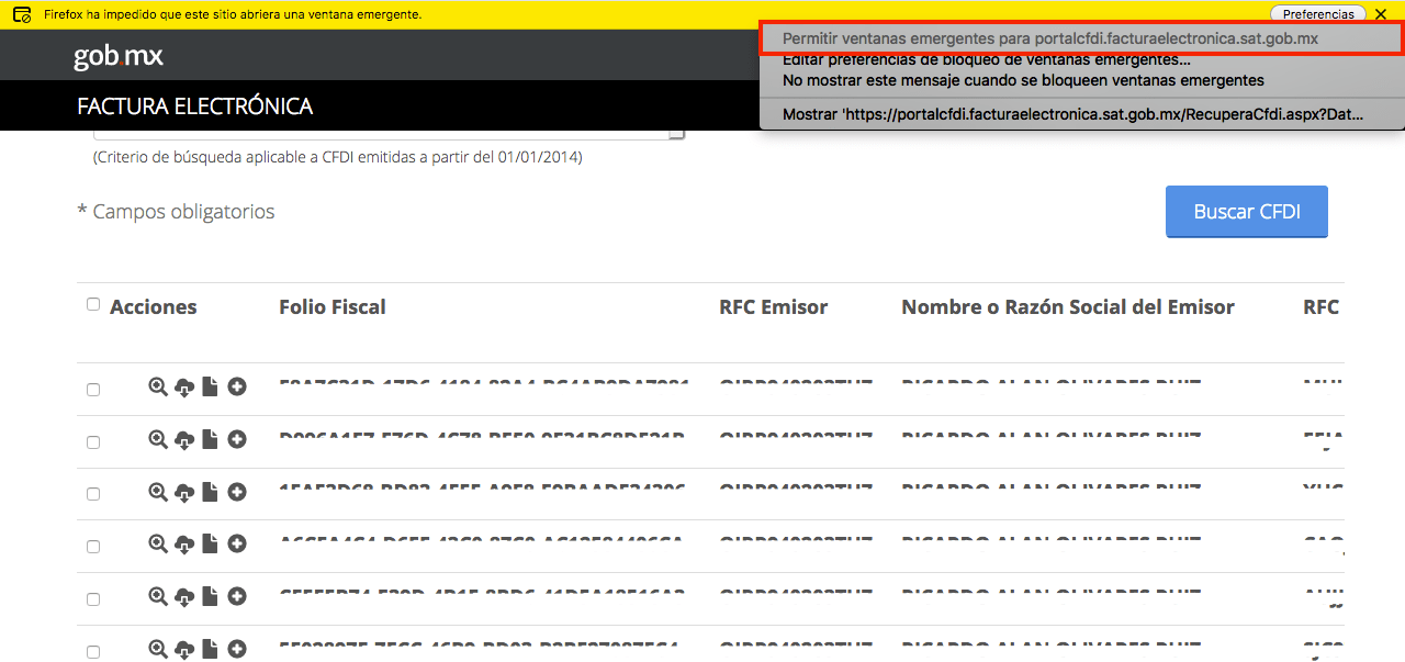Bloqueo de página emergente