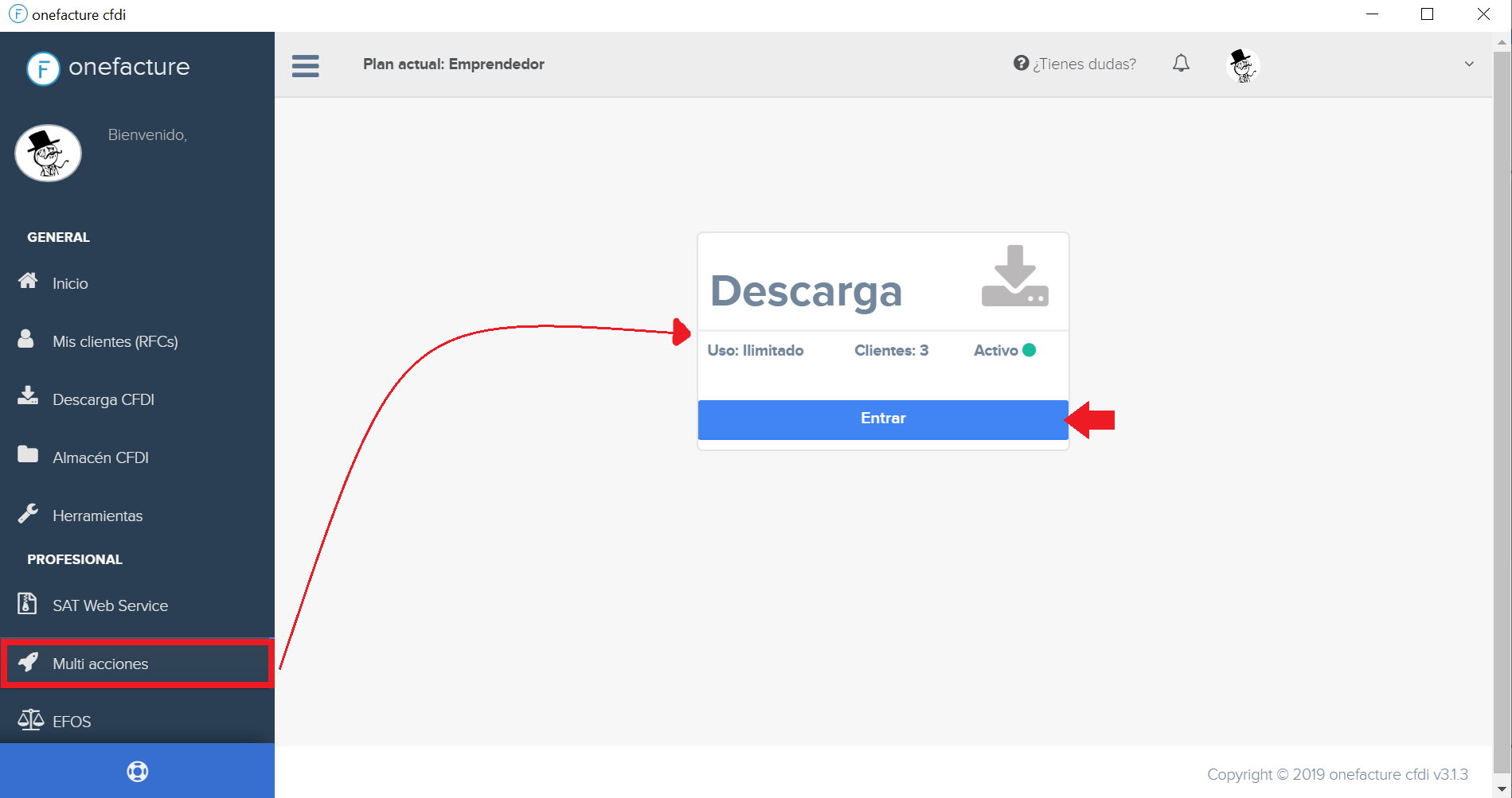 Captura opciones Multi-acciones