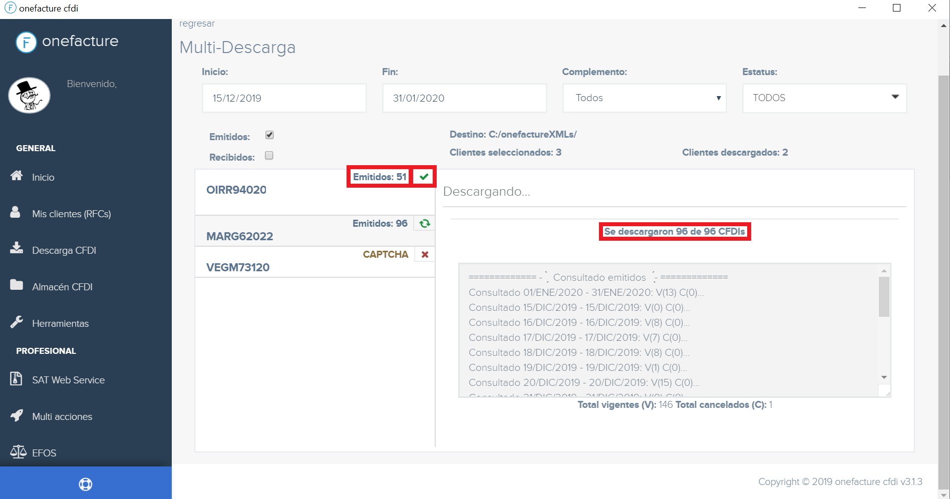 Captura módulo Multi-descarga - descarga parcial por cliente