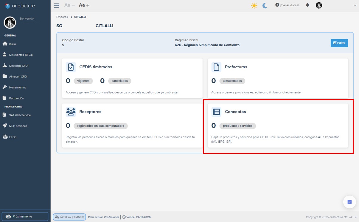 Captura módulo descarga xml - selección de cliente
